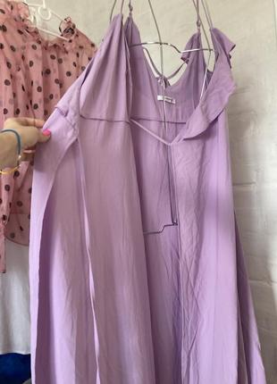 ❤️➖20% от цены только до 18.10!!️ лиловое платье на запах с открытыми плечами макси8 фото