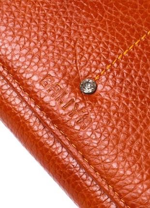 Кошелек горизонтальный со стразом женский кожаный baliya 18976 оранжевый5 фото