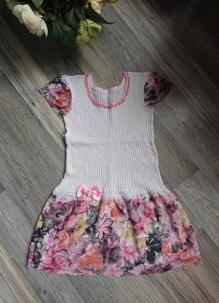 Красивое нежное ажурное платье на девочку с рюшами 5-7 лет