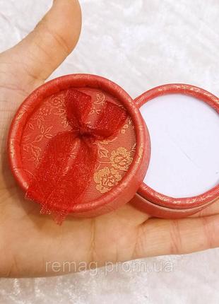 Футляр красный подарочная коробочка для упаковки ювелирных украшений, бижутерии и сувениров круг 5 см розница1 фото