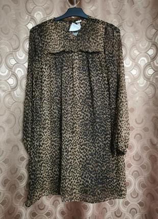 Легкое платье шифон леопард xs/s/m