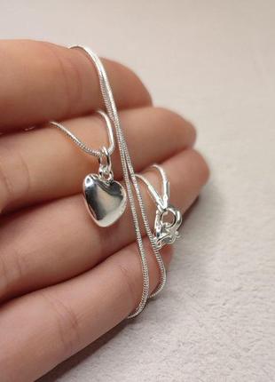 Колье "3d серебряное сердце" - солидный подарок девушке в стильной подарочной упаковке5 фото