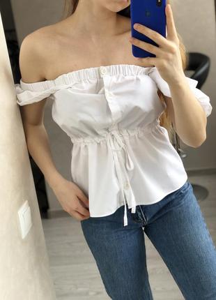 Біла блуза з відкритими плечима h&m