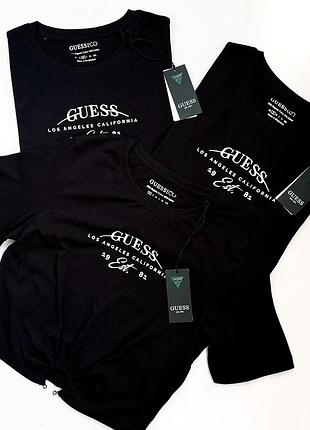 Футболка  чорна guess , футболка геес