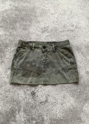 Vintage g-star raw 90s y2k mini skirt женская мини юбка короткая авангард в стиле y2k камуфляж оригинал 28