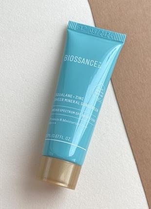 Солнцезащитный крем biossance squalane + zinc sheer mineral sunscreen spf 30 pa +++