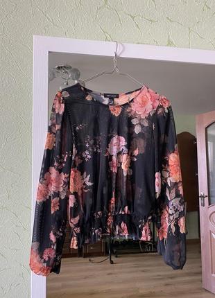 Женский топ блуза сеточка на резинке в цветочный рисунок2 фото