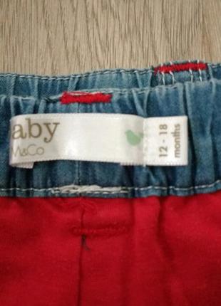 Очень миленькие и удобные джинсы для малышки m&co. 12-18 месяцев.3 фото