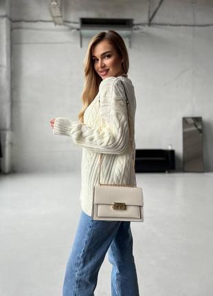 Кардиган вязаный удлиненный, молочный3 фото