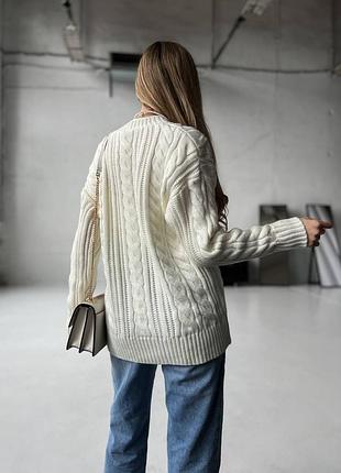 Кардиган вязаный удлиненный, молочный4 фото