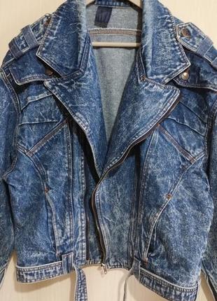 Винтажная джинсовая куртка косуха оверсайз2 фото