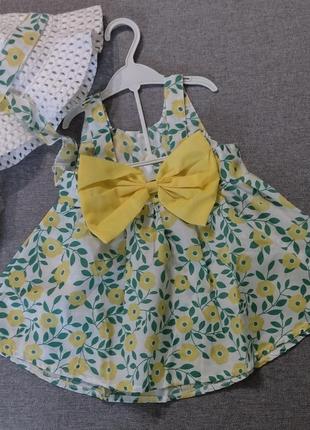 Платье, сарафан для девочки с шляпкой