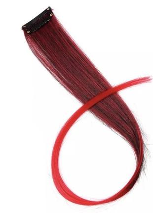 Волосся штучне яскраве для зачіски червоне пасмо недорого3 фото