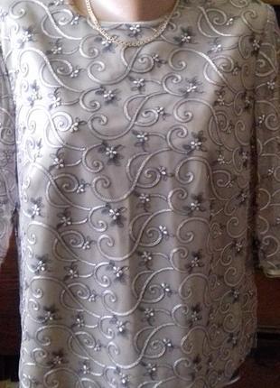 Нарядная шикарная блузка ручной работы р48/50/52