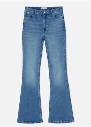 Синие джинсы клеш высокая посадка primark2 фото
