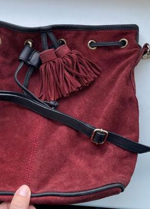 Кожаная сумка мешок mango замшевая, натуральная кожа шоппер