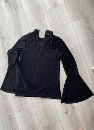 Шикарная блуза с широкими рукавами и прозрачными вставками1 фото