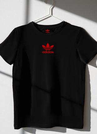 Жіноча футболка оверсайз oversize adidas адідас чорна1 фото