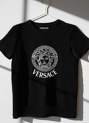 Жіноча футболка оверсайз oversize versace версаче чорна