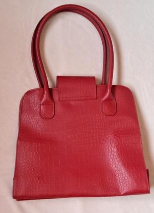 Сумка, кожаная сумка, сумка с ручками, красная сумка, сумка oriflame4 фото