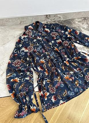 Полупрозрачная рубашка, блузка zara в цветочный принт