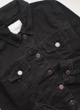Стильная черная джинсовая куртка джинсовка с необработанным низом next 11 лет2 фото