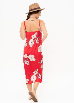 Шелковое платье-комбинация с крупным принтом миди 2 цвета4 фото