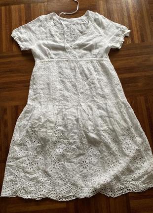 Нове лляне мереживне плаття сукня 120% lino італія 421 фото
