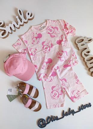 Костюм для девочек hm disney 98 см футболка шорты minnie mouse розовый