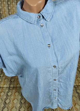 Свободная джинсовая рубашка женская в идеале лиоцелл.2 фото