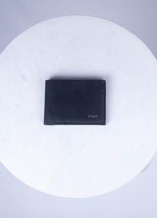 Чоловічий гаманець біфолд з натуральної шкіри\чорне класичне портмоне\гаманець ручної роботи садр3 фото