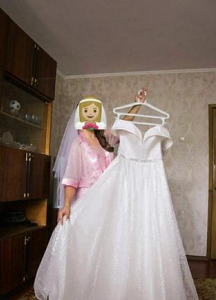 Пышное свадебное платье-платье сияющее блесткучее глиттер4 фото
