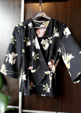 Шикарная новая блуза блузка на запах. цветы. topshop5 фото