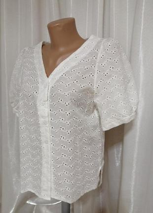 Легка літня блуза з натуральної тканини бавовна прошва розмір універсальний розмір не вказано напіво5 фото