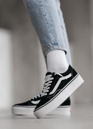 Vans old skool black high platform масивні кеди венс олд скул на високій підошві черные массивные кеды на высокой платформе6 фото