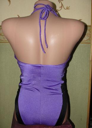 Суцільний Купальник фіолетовий у стилі 80-90-х років4 фото