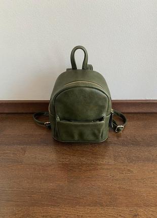 Рюкзак кольору хакі з еко-шкіри2 фото