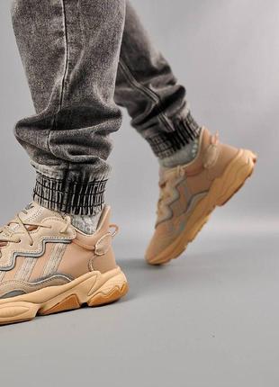 Мужские кроссовки adidas originals ozweego beige6 фото