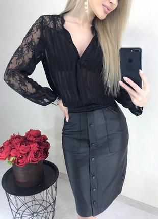 Шкіряна спідниця з кишенями "sharm"