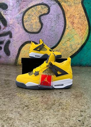 Nike jordan 4 yellow, кроссовки мужские желтые найк джордан 4, кроссовки мужское джордан 4 желтая