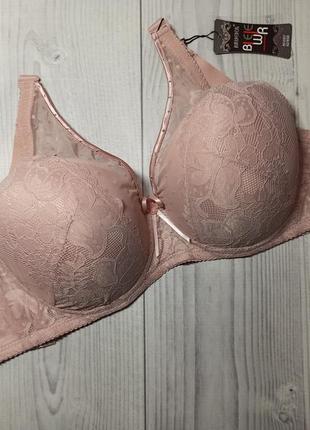 Якісний бавовняний ажурний бюстгальтер з гіпюром від перевіреного виробника на тонкому поролоні з кісточкою biweier 83937 чашка d