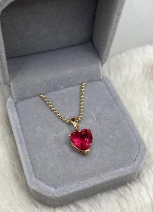 Подарок девушке - колье "сияние нежного сердца гранат в золоте" из ювелирного сплава в...