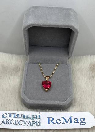Подарок девушке - колье "сияние нежного сердца гранат в золоте" из ювелирного сплава в...
