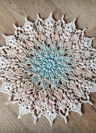 Эко-ловец снов ручной работы "лотос" с плетением макраме. диаметр 30 см