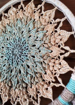 Эко-ловец снов ручной работы "лотос" с плетением макраме. диаметр 30 см