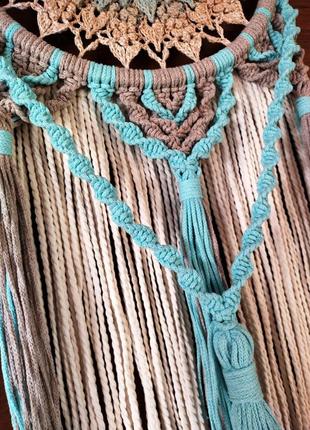 Эко-ловец снов ручной работы "лотос" с плетением макраме. диаметр 30 см