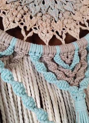 Эко-ловец снов ручной работы "лотос" с плетением макраме. диаметр 30 см