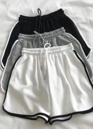 Женские летние короткие шорты на резинке с разрезами (черный, молоко, меланж); размер: 42-44, 44-465 фото