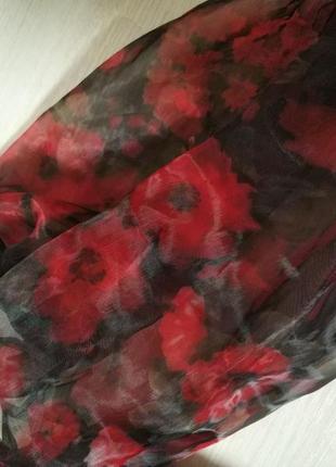 Крутой топ кроп top crop блуза из органзы нейлона прозрачный цветочный принт цветы маки бренд,in the style,р.82 фото