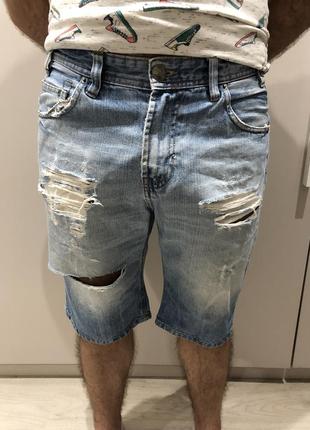 Мужские шорты джинсовые рваные короткие2 фото
